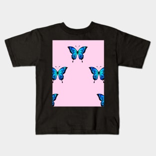 Blue Butterfly Kids T-Shirt